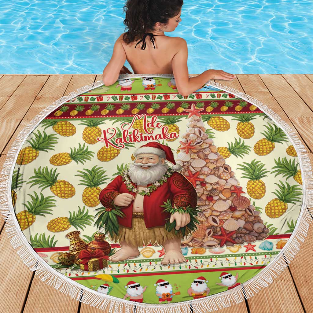 Hawaiian Santa Aloha Pineapple Christmas Beach Blanket Mele Kalikimaka LT15 - Polynesian Pride