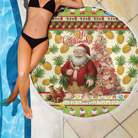 Hawaiian Santa Aloha Pineapple Christmas Beach Blanket Mele Kalikimaka LT15 - Polynesian Pride