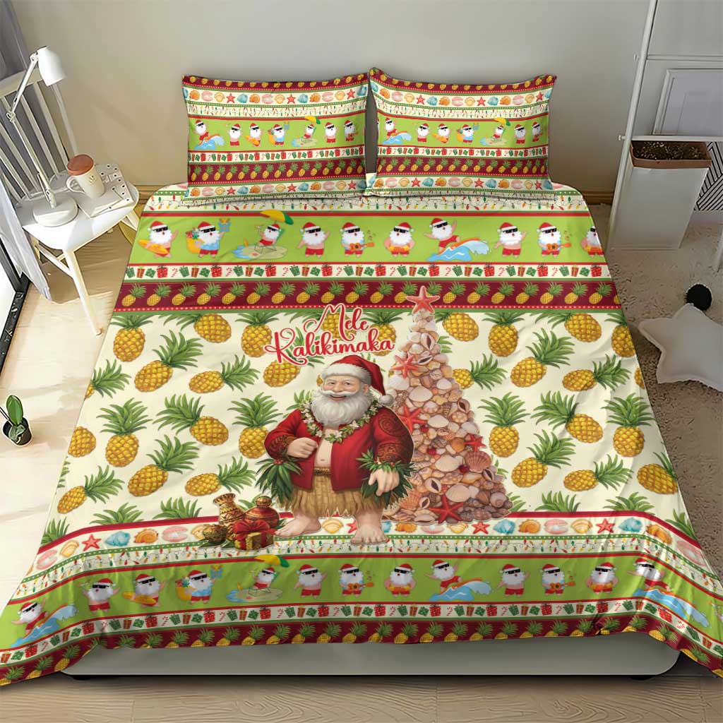 Hawaiian Santa Aloha Pineapple Christmas Bedding Set Mele Kalikimaka - Polynesian Pride