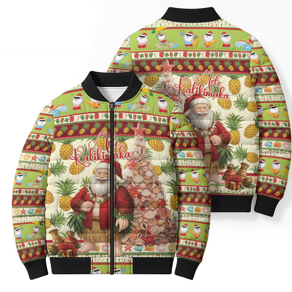 Hawaiian Santa Aloha Pineapple Christmas Bomber Puffer Jacket Mele Kalikimaka - Polynesian Pride