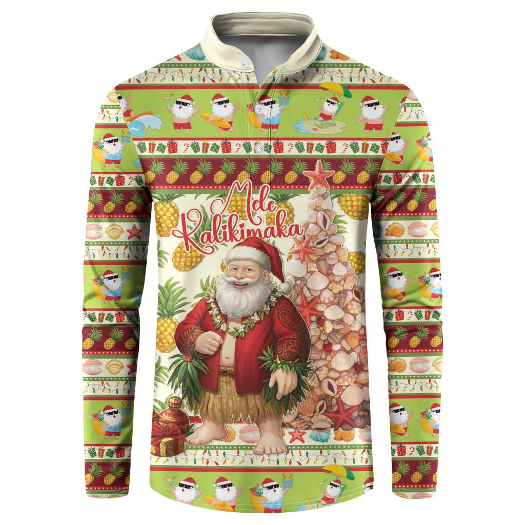 Hawaiian Santa Aloha Pineapple Christmas Button Sweatshirt Mele Kalikimaka - Polynesian Pride