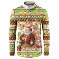 Hawaiian Santa Aloha Pineapple Christmas Button Sweatshirt Mele Kalikimaka - Polynesian Pride