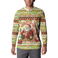 Hawaiian Santa Aloha Pineapple Christmas Button Sweatshirt Mele Kalikimaka - Polynesian Pride