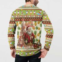 Hawaiian Santa Aloha Pineapple Christmas Button Sweatshirt Mele Kalikimaka - Polynesian Pride