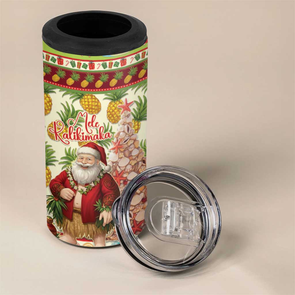 Hawaiian Santa Aloha Pineapple Christmas 4 in 1 Can Cooler Tumbler Mele Kalikimaka - Polynesian Pride