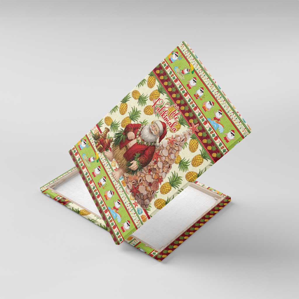 Hawaiian Santa Aloha Pineapple Christmas Canvas Wall Art Mele Kalikimaka - Polynesian Pride