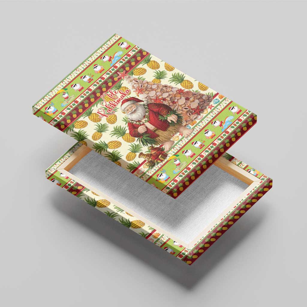 Hawaiian Santa Aloha Pineapple Christmas Canvas Wall Art Mele Kalikimaka - Polynesian Pride