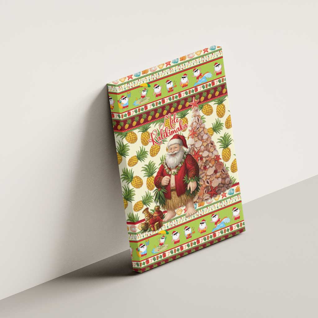 Hawaiian Santa Aloha Pineapple Christmas Canvas Wall Art Mele Kalikimaka - Polynesian Pride