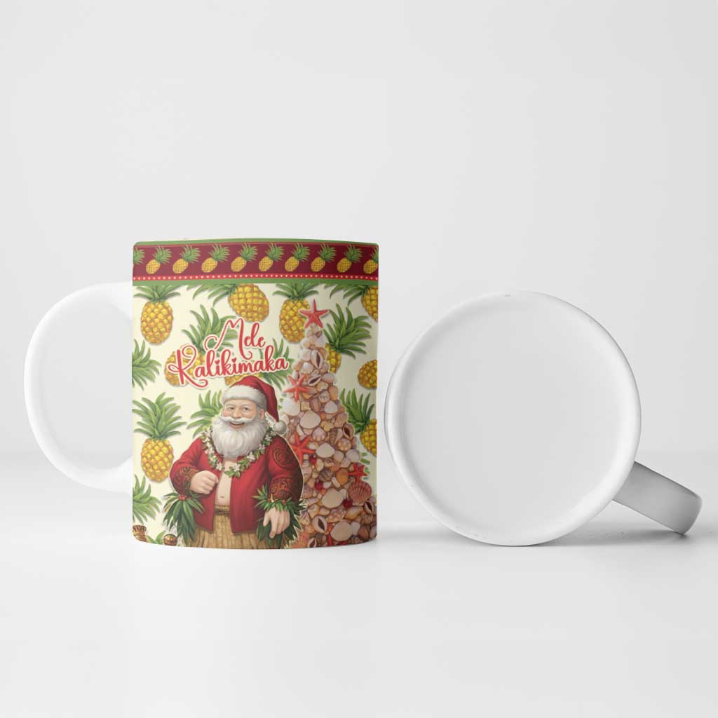 Hawaiian Santa Aloha Pineapple Christmas Ceramic Mug Mele Kalikimaka - Polynesian Pride