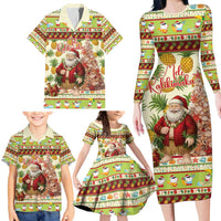 Hawaiian Santa Aloha Pineapple Christmas Family Matching Long Sleeve Bodycon Dress and Hawaiian Shirt Mele Kalikimaka - Polynesian Pride