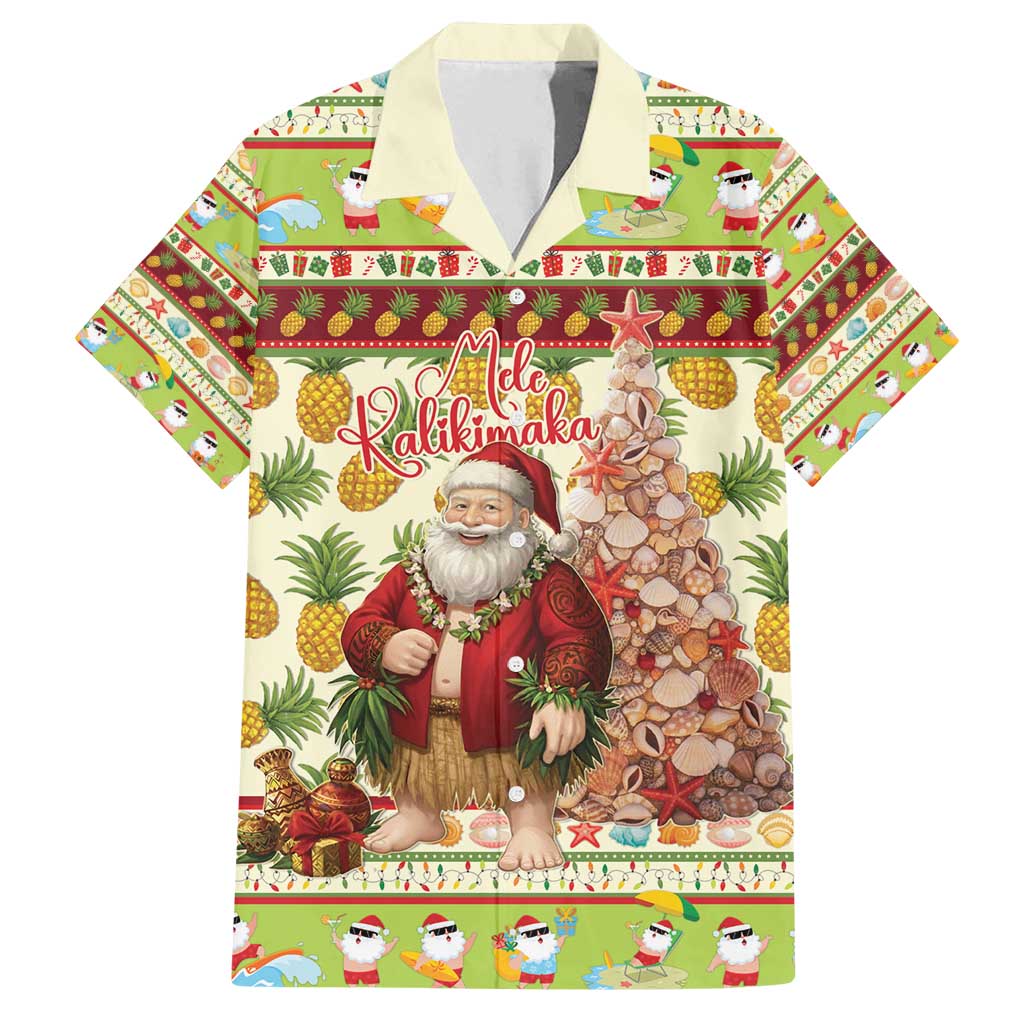 Hawaiian Santa Aloha Pineapple Christmas Family Matching Long Sleeve Bodycon Dress and Hawaiian Shirt Mele Kalikimaka - Polynesian Pride