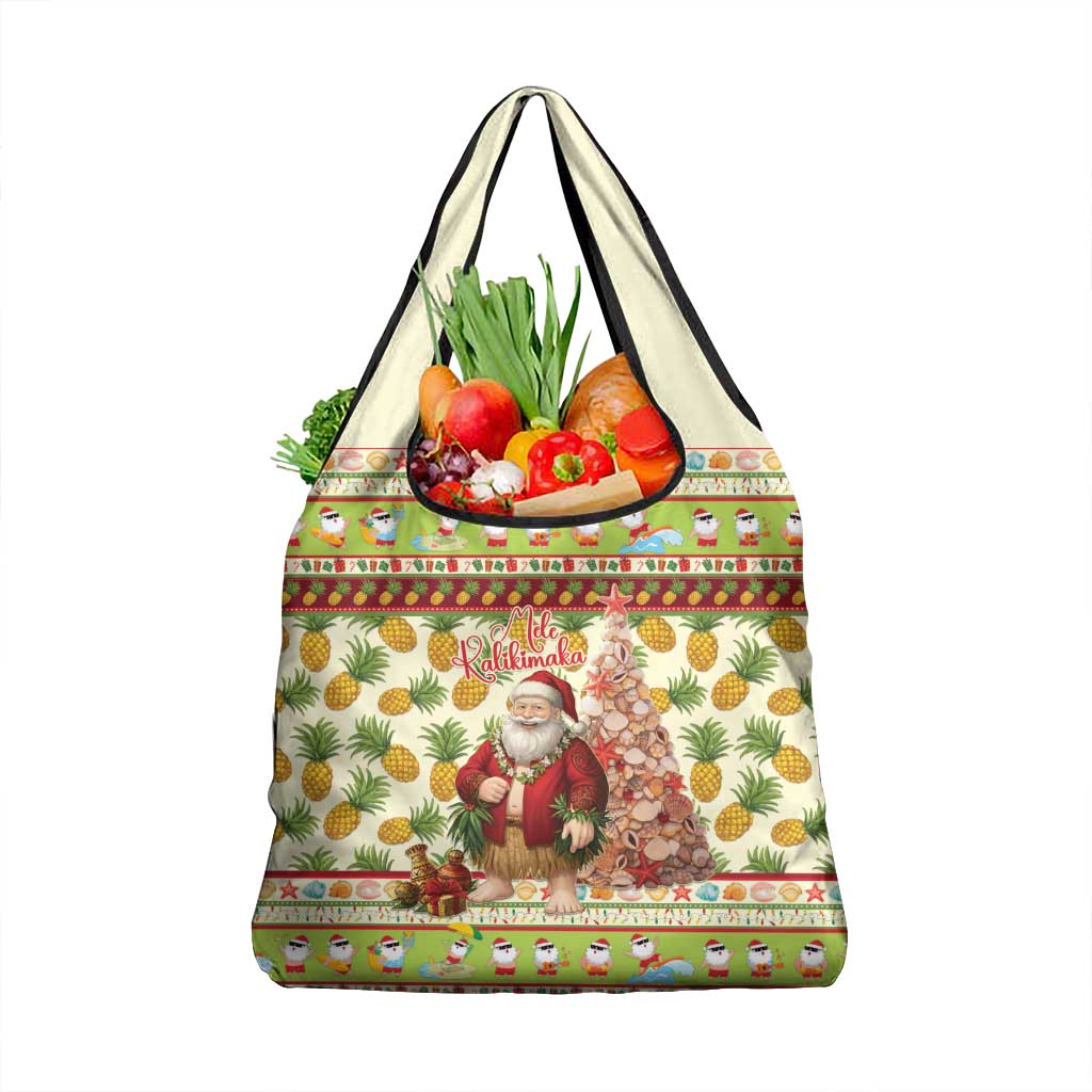Hawaiian Santa Aloha Pineapple Christmas Grocery Bag Mele Kalikimaka - Polynesian Pride
