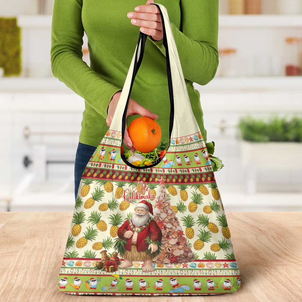 Hawaiian Santa Aloha Pineapple Christmas Grocery Bag Mele Kalikimaka - Polynesian Pride