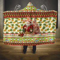 Hawaiian Santa Aloha Pineapple Christmas Hooded Blanket Mele Kalikimaka - Polynesian Pride