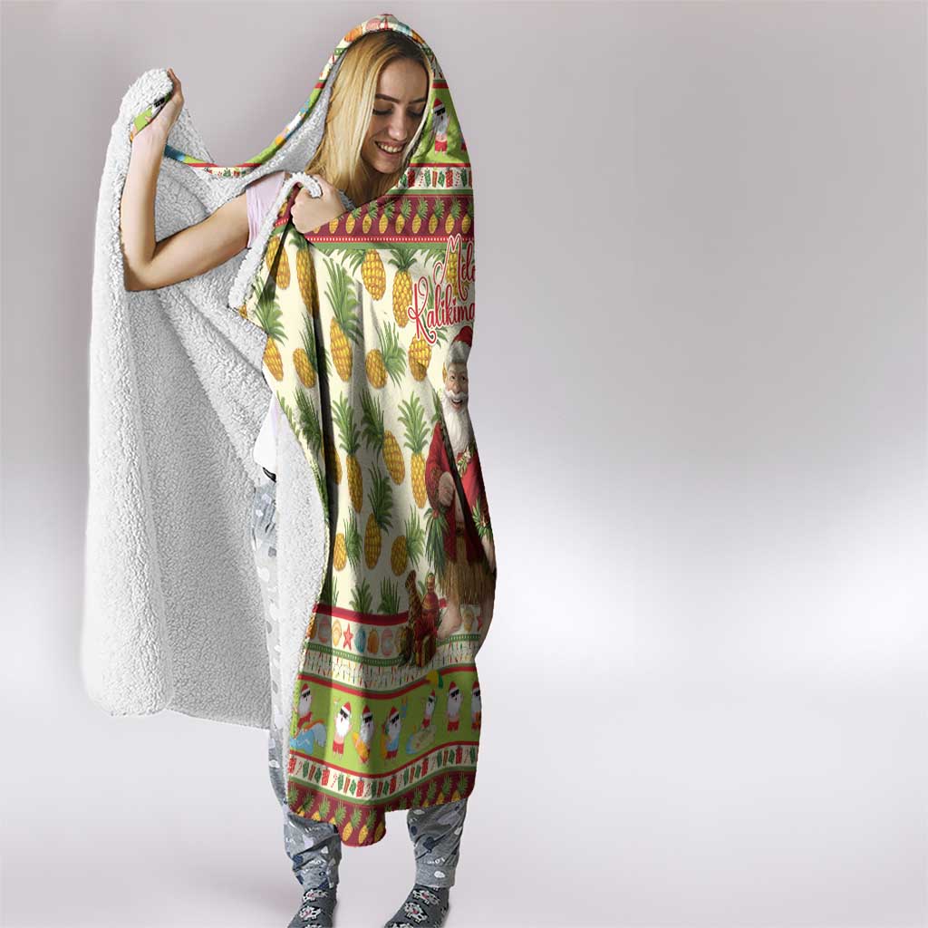 Hawaiian Santa Aloha Pineapple Christmas Hooded Blanket Mele Kalikimaka - Polynesian Pride