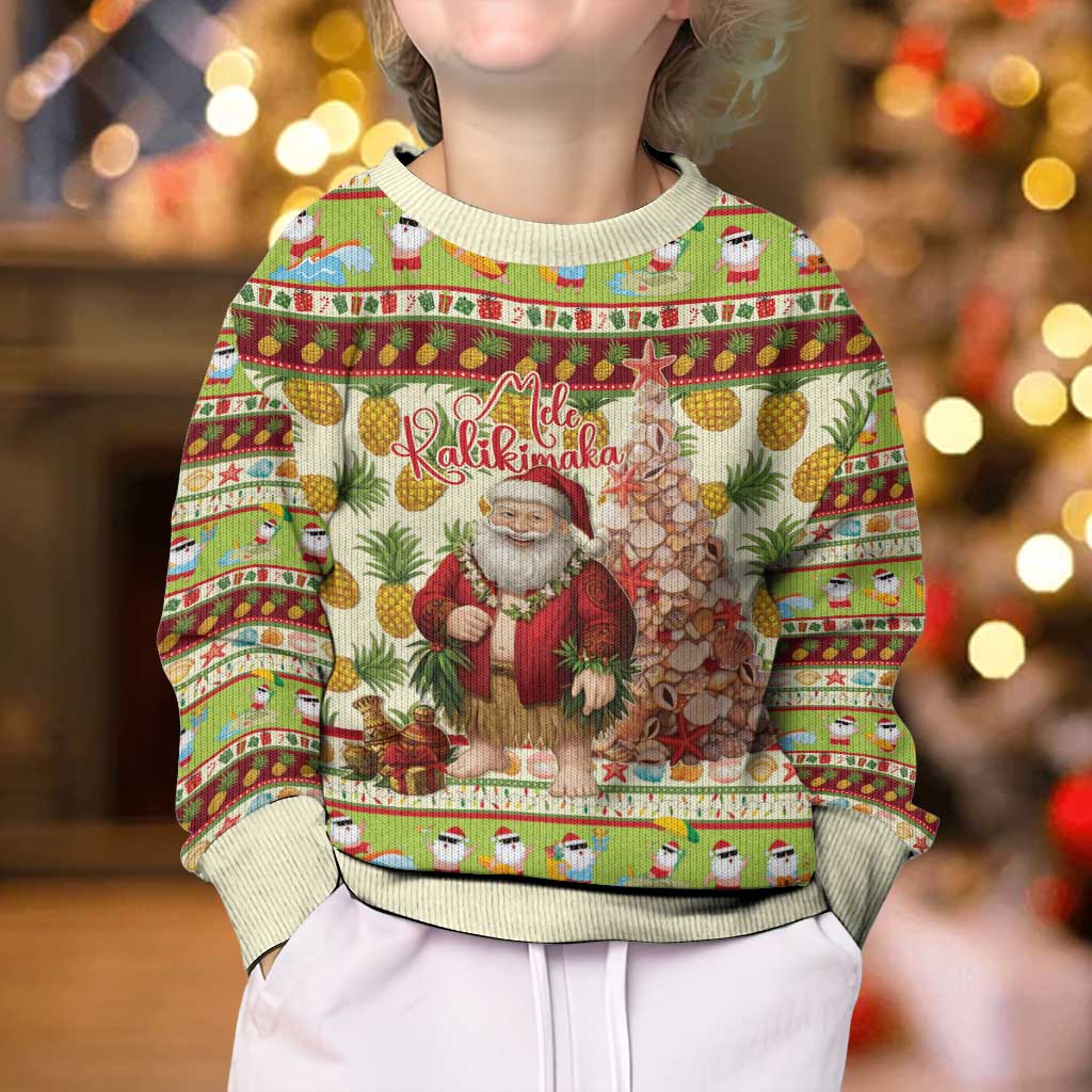 Hawaiian Santa Aloha Pineapple Christmas Kid Ugly Christmas Sweater Mele Kalikimaka - Polynesian Pride