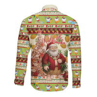 Hawaiian Santa Aloha Pineapple Christmas Long Sleeve Button Shirt Mele Kalikimaka - Polynesian Pride