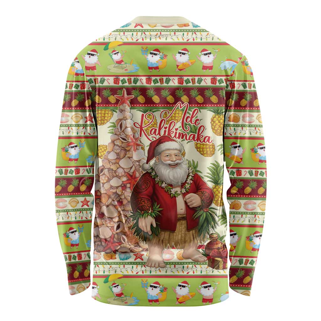 Hawaiian Santa Aloha Pineapple Christmas Long Sleeve Shirt Mele Kalikimaka - Polynesian Pride