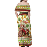 Hawaiian Santa Aloha Pineapple Christmas Off Shoulder Maxi Dress Mele Kalikimaka - Polynesian Pride