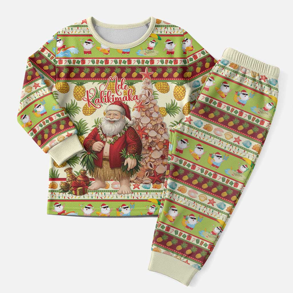 Hawaiian Santa Aloha Pineapple Christmas Pajama Set Mele Kalikimaka - Polynesian Pride