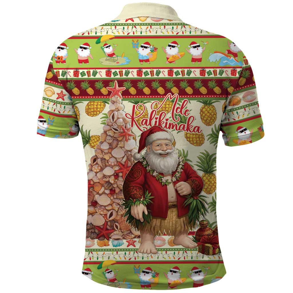 Hawaiian Santa Aloha Pineapple Christmas Polo Shirt Mele Kalikimaka - Polynesian Pride
