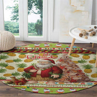 Hawaiian Santa Aloha Pineapple Christmas Round Carpet Mele Kalikimaka - Polynesian Pride