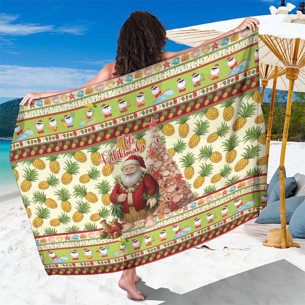 Hawaiian Santa Aloha Pineapple Christmas Sarong Mele Kalikimaka - Polynesian Pride