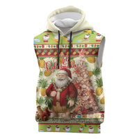 Hawaiian Santa Aloha Pineapple Christmas Sleeveless Hoodie Mele Kalikimaka - Polynesian Pride