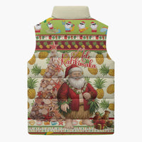 Hawaiian Santa Aloha Pineapple Christmas Sleeveless Puffer Jacket Mele Kalikimaka - Polynesian Pride