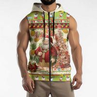 Hawaiian Santa Aloha Pineapple Christmas Sleeveless Zip Hoodie Mele Kalikimaka - Polynesian Pride