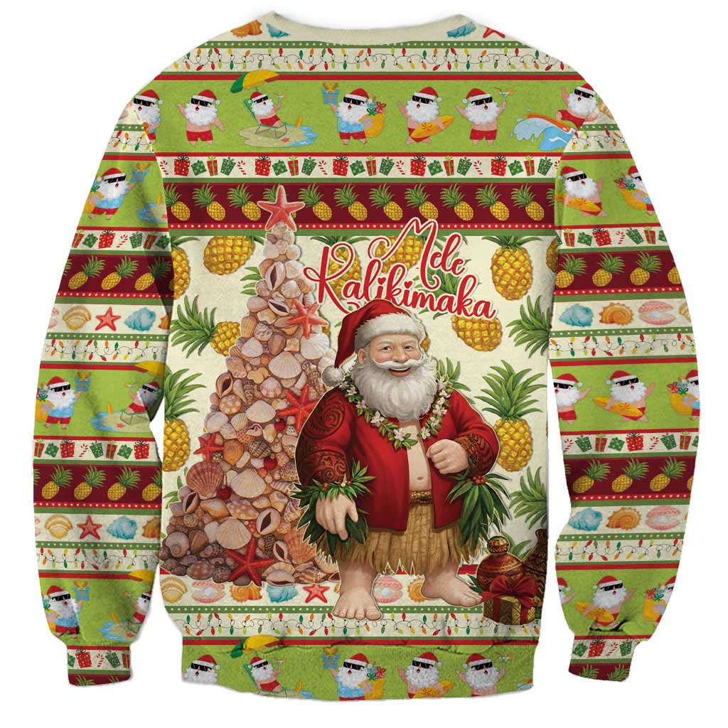 Hawaiian Santa Aloha Pineapple Christmas Sweatshirt Mele Kalikimaka - Polynesian Pride