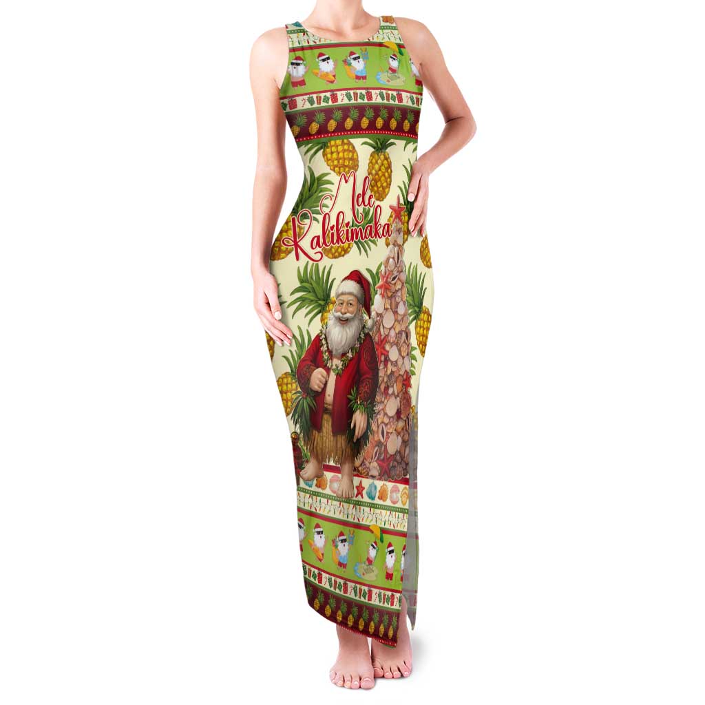 Hawaiian Santa Aloha Pineapple Christmas Tank Maxi Dress Mele Kalikimaka - Polynesian Pride