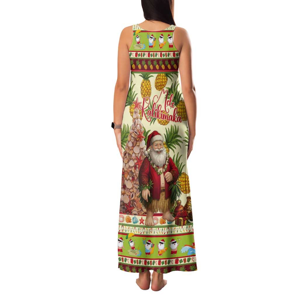 Hawaiian Santa Aloha Pineapple Christmas Tank Maxi Dress Mele Kalikimaka - Polynesian Pride