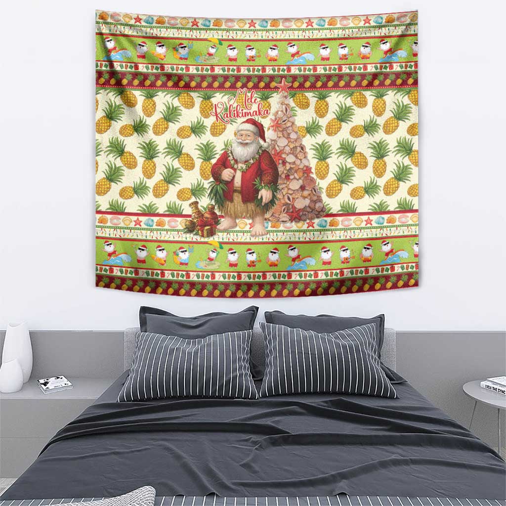 Hawaiian Santa Aloha Pineapple Christmas Tapestry Mele Kalikimaka - Polynesian Pride