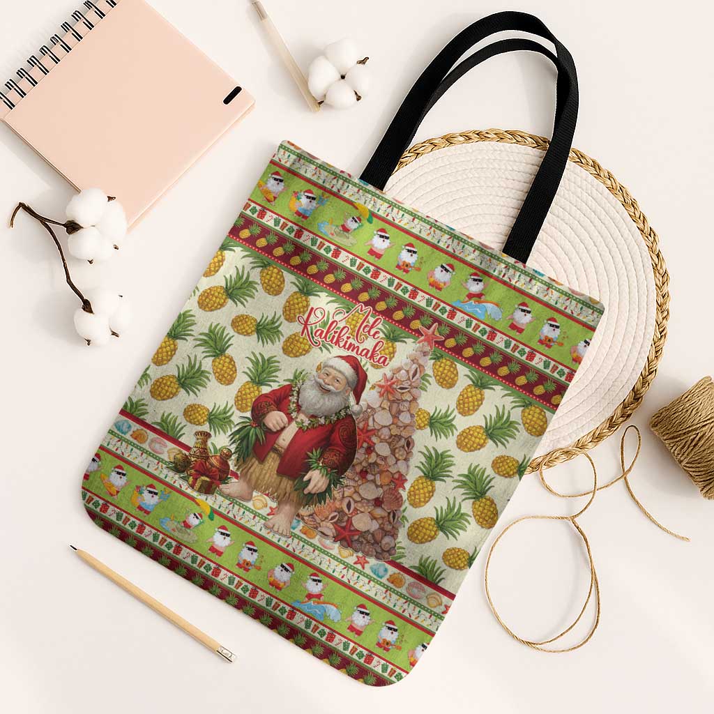 Hawaiian Santa Aloha Pineapple Christmas Tote Bag Mele Kalikimaka - Polynesian Pride