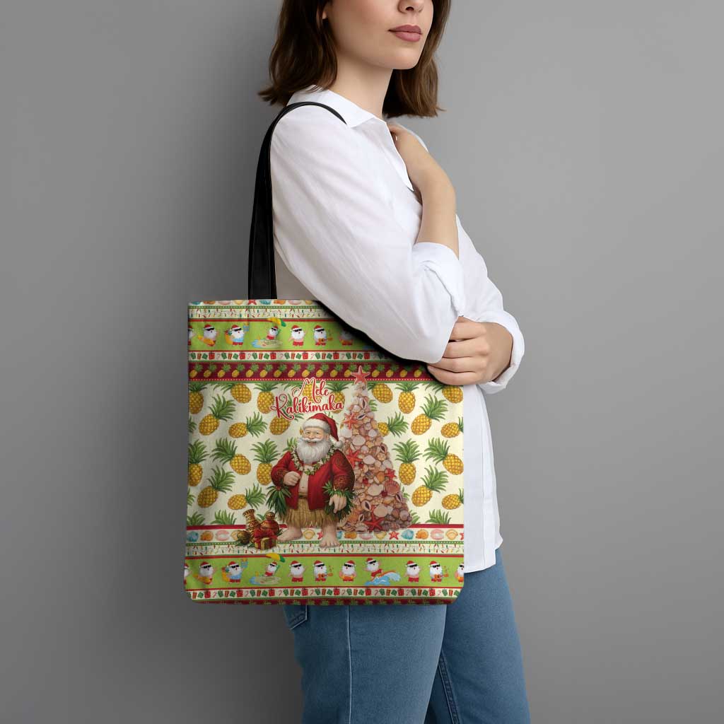 Hawaiian Santa Aloha Pineapple Christmas Tote Bag Mele Kalikimaka - Polynesian Pride