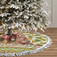 Hawaiian Santa Aloha Pineapple Christmas Tree Skirt Mele Kalikimaka - Polynesian Pride