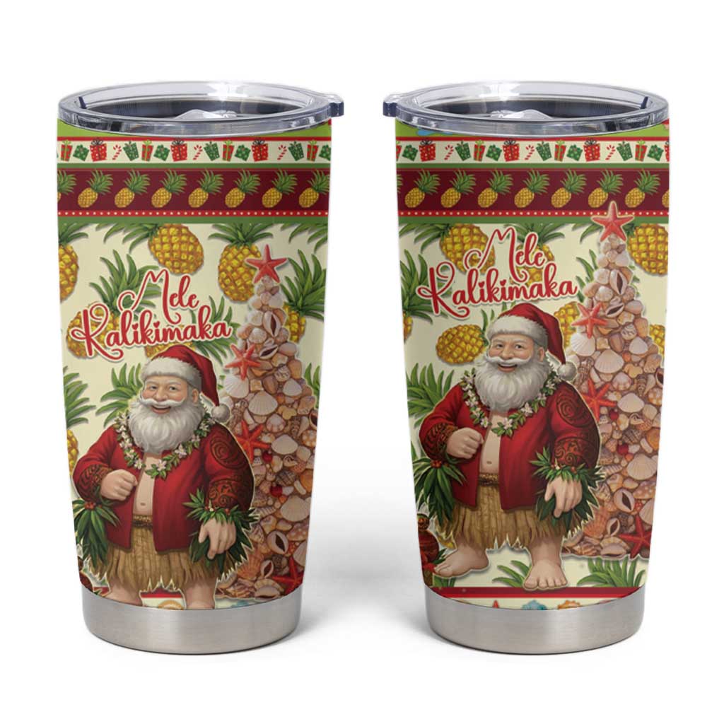 Hawaiian Santa Aloha Pineapple Christmas Tumbler Cup Mele Kalikimaka - Polynesian Pride