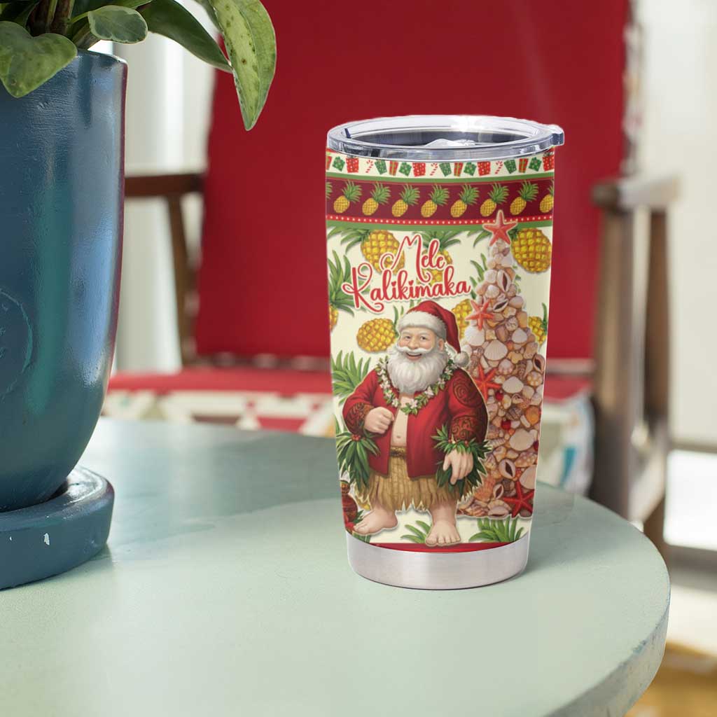 Hawaiian Santa Aloha Pineapple Christmas Tumbler Cup Mele Kalikimaka - Polynesian Pride