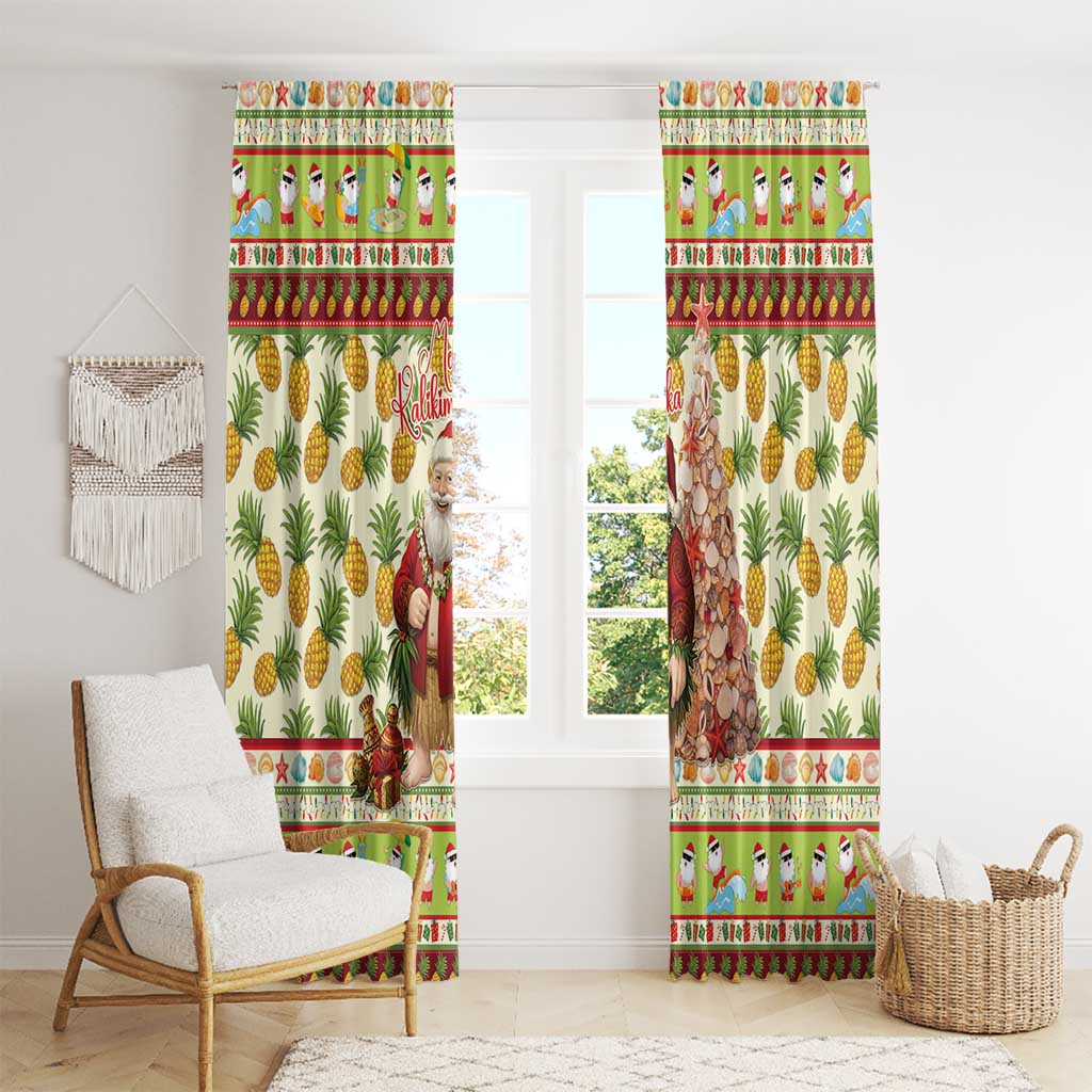 Hawaiian Santa Aloha Pineapple Christmas Window Curtain Mele Kalikimaka - Polynesian Pride