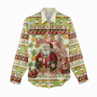 Hawaiian Santa Aloha Pineapple Christmas Women Casual Shirt Mele Kalikimaka LT15 - Polynesian Pride