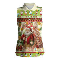 Hawaiian Santa Aloha Pineapple Christmas Women Sleeveless Polo Shirt Mele Kalikimaka - Polynesian Pride