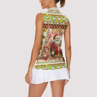 Hawaiian Santa Aloha Pineapple Christmas Women Sleeveless Polo Shirt Mele Kalikimaka - Polynesian Pride