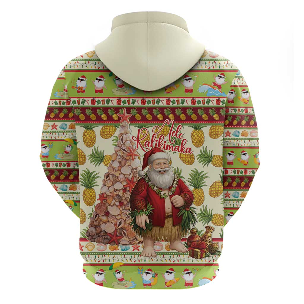 Hawaiian Santa Aloha Pineapple Christmas Zip Hoodie Mele Kalikimaka - Polynesian Pride