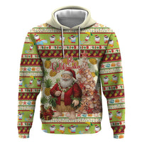 Hawaiian Santa Aloha Pineapple Christmas Zip Hoodie Mele Kalikimaka - Polynesian Pride