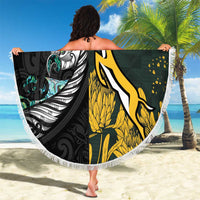 New Zealand and South Africa Rugby Beach Blanket Silver Fern With Springboks