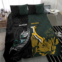 New Zealand and South Africa Rugby Bedding Set Silver Fern With Springboks
