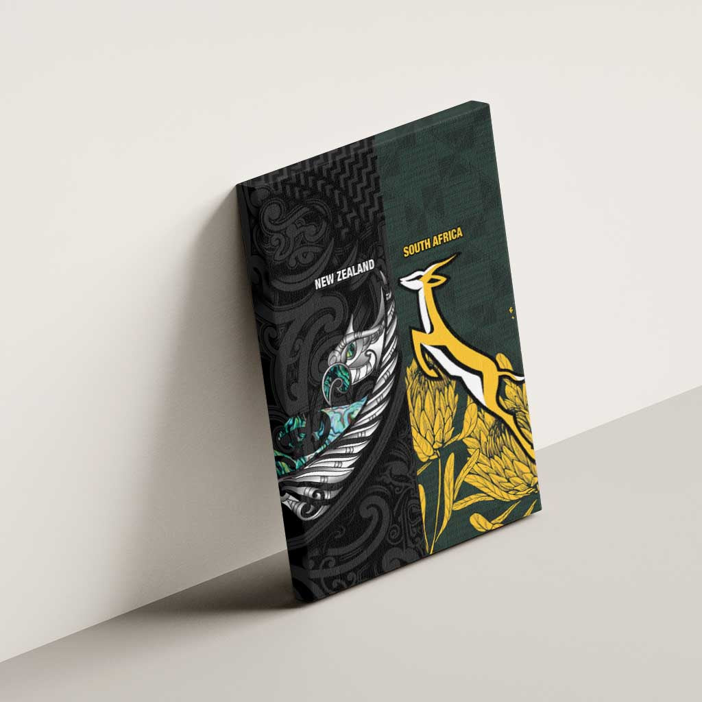 New Zealand and South Africa Rugby Canvas Wall Art Silver Fern With Springboks