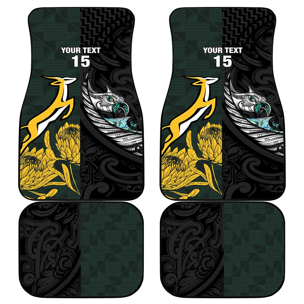 New Zealand and South Africa Rugby Car Mats Silver Fern With Springboks