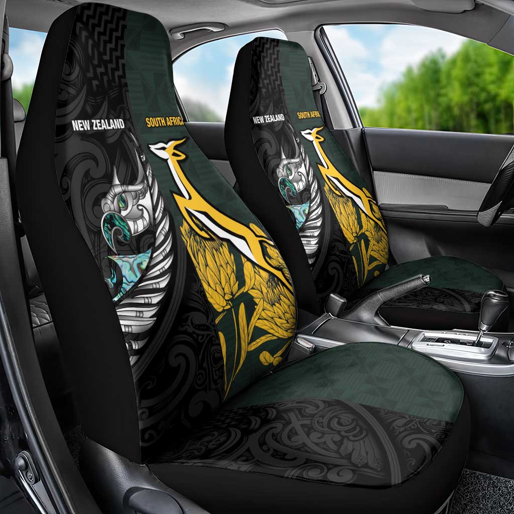 New Zealand and South Africa Rugby Car Seat Cover Silver Fern With Springboks